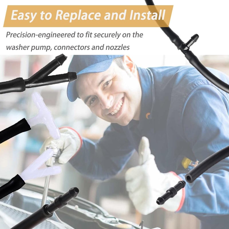JAMCARI Windshield Washer Hose Kit - 4 Meter Universal Washer Fluid Hose with 12 Pcs Hose Connectors, Suitable for Most Windshield Washer Nozzle Installation, Connect Car Water Pump and Nozzles - Image 4